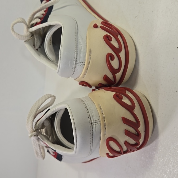 Gucci Boulevard Vintage Stripe White Leather Cursive Logo Women's Sneakers 7 - Picture 14 of 15
